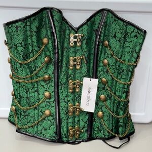 Elegant Green Corset with Gold Accents